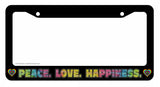 Peace Love Happiness Hippie Peace Sign Love Vintage Tie Dye License Plate Frame