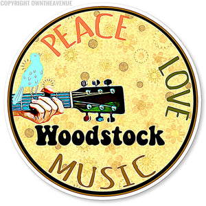 Peace Love Music Woodstock Retro jk Vintage Fest. Groovy Vinyl Sticker Decal 3.5"