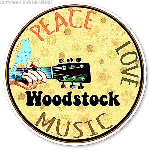 Peace Love Music Woodstock Retro jk Vintage Fest. Groovy Vinyl Sticker Decal 3.5
