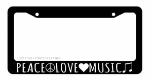 Peace Love Music Vintage jk Retro Car Groovy Car Truck License Plate Frame