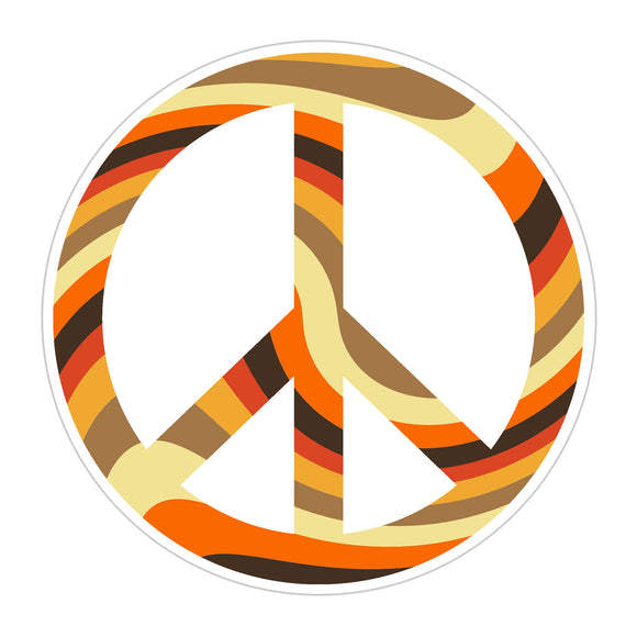 Peace Sign Logo Groovy 70s Pattern Nostalgic Car Truck Bumper Sticker Decal 3.5
