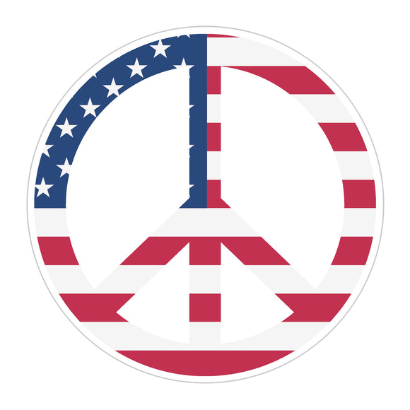 Peace Sign Logo USA American Flag Car Truck Bumper Sticker Decal 3.5