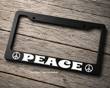 Peace Symbol Sign Groovy Old School Style Black License Plate Frame