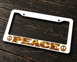 Peace Symbol Sign Groovy Old School Style White License Plate Frame