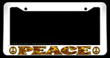 Peace Symbol Sign Groovy Old School Style White License Plate Frame