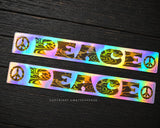 2Pcs Peace Sign Floral Groovy Style Car Truck Holographic Sticker Decals 7"