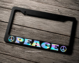 Peace Symbol Sign Groovy Old School Style Holographic License Plate Frame