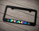 Peace Symbol Sign Groovy Old School Slim Style Holographic License Plate Frame