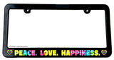 Peace Love Happiness Hippie Peace Sign Love Vintage Slim License Plate Frame - OwnTheAvenue