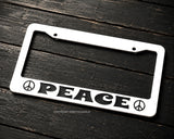 Peace Symbol Sign Groovy Old School Style White V01 License Plate Frame