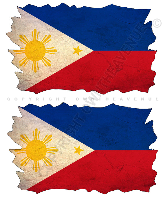 2Pcs Philippines Filipino Vintage Style Distressed Flag Sticker Decals 3