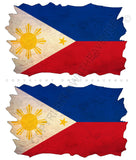2Pcs Philippines Filipino Vintage Style Distressed Flag Sticker Decals 3"