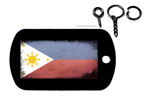 Philippines Flag Rustic Vintage Style Tattered Keychain Necklace Tag - OwnTheAvenue