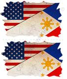 2Pcs Philippines USA American Vintage Style Distressed Flag Sticker Decals 3"