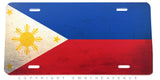 Philippines Flag Rustic Style Auto Car Truck SUV Metal License Plate