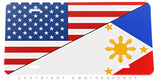 Philippines USA American Flag Auto Metal License Plate