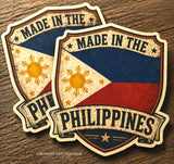 2 Pack Made In The Philippines Rustic Style Vinyl Sticker Decals 4"
