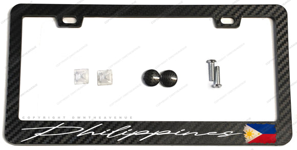 Philippines Vintage Style Flag Racing Drift Carbon Fiber License Plate Frame
