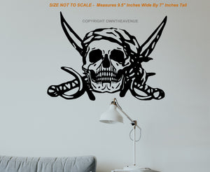 Pirate Wall Decor Decal Vintage Style Skull - 9.5" Inches Wide x 7" Inches Tall - OwnTheAvenue