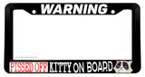 Warning Caution Pissed Off Kitty on Board Funny Joke Cat License Plate Frame - OwnTheAvenue