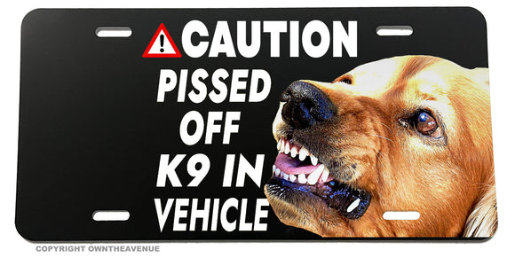 Warning Caution Angry Dog In Car Funny Joke Car Truck License Plate Cover - OwnTheAvenue