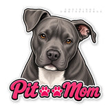 2 Pack - Pitbull Mom Vinyl Decal Stickers Car Window Bumper Rescue Dog - 4.5" Inches Each - OwnTheAvenue