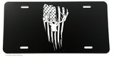 Deer Hunting USA American Flag Grunge Patriotic License Plate Cover - OwnTheAvenue