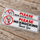 x2 Please No Knocking Warning Safety Caution Vinyl Sticker Decal 5"