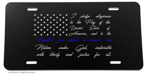 American Flag Pledge of Allegiance Support Police License Plate Cover - OwnTheAvenue