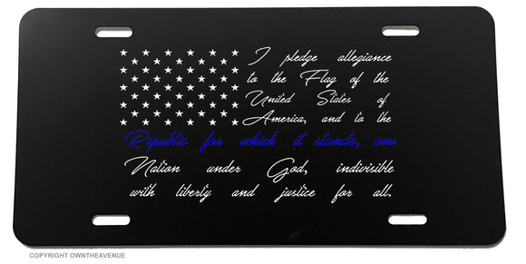 American Flag Pledge of Allegiance Support Police License Plate Cover - OwnTheAvenue