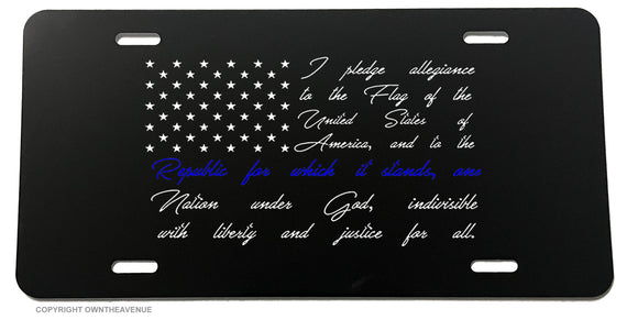American Flag Pledge of Allegiance Support Police License Plate Cover