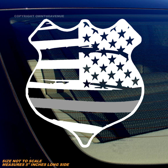 Support Corrections Officers Thin Silver Colored Line Distressed Flag Vinyl Decal 5