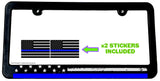 Support Police USA American Flag Blue Color Line V001 License Plate Frame - OwnTheAvenue