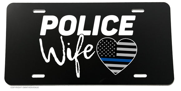Police Wife Support Love Blue Color Flag License Plate Cover - OwnTheAvenue