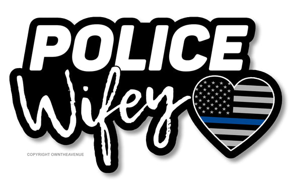 Police Wifey Support Love Blue Color Flag Vinyl Sticker Decal 3.75