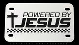 Powered By Jesus Christian Carbon Fiber Vinyl Motorcycle License Plate - OwnTheAvenue
