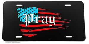 American Flag Pray Religious Christian Jesus V01 License Plate Cover