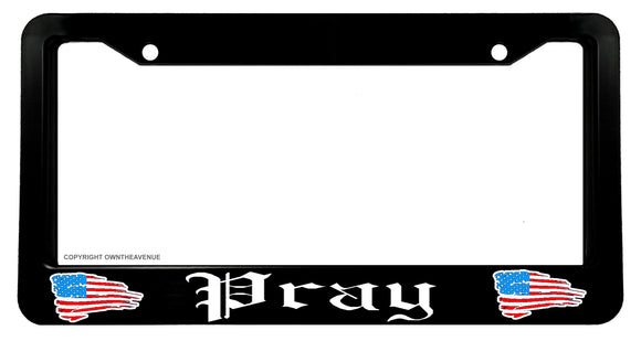 American Flag Pray Religious Christian Jesus V01 License Plate Frame - OwnTheAvenue
