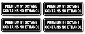 x4 - Premium 91 Octane Contains No Ethanol Bumper Sticker Decal Gas Pump 3" - OwnTheAvenue