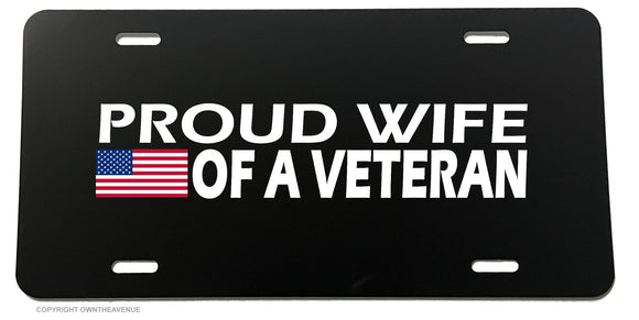 Proud Wife Of A Veteran USA American Flag License Plate Cover - OwnTheAvenue