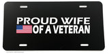 Proud Wife Of A Veteran USA American Flag License Plate Cover - OwnTheAvenue