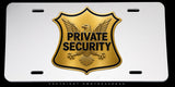 Private Security Badge Logo Vehicle Eagle Guard Safety Warning White License Plate - OwnTheAvenue