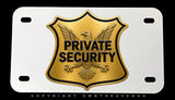 Private Security Badge Logo Vehicle Eagle Guard Safety Warning Motorcycle - White Metal License Plate - OwnTheAvenue