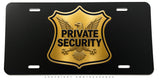 Private Security Badge Logo Vehicle Eagle Guard Safety Warning Model V01 - Black License Plate - OwnTheAvenue