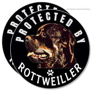 2Pcs Protected By Rottweiler Funny Joke Car Truck Laptop Vinyl Sticker Decals 3.75" Each