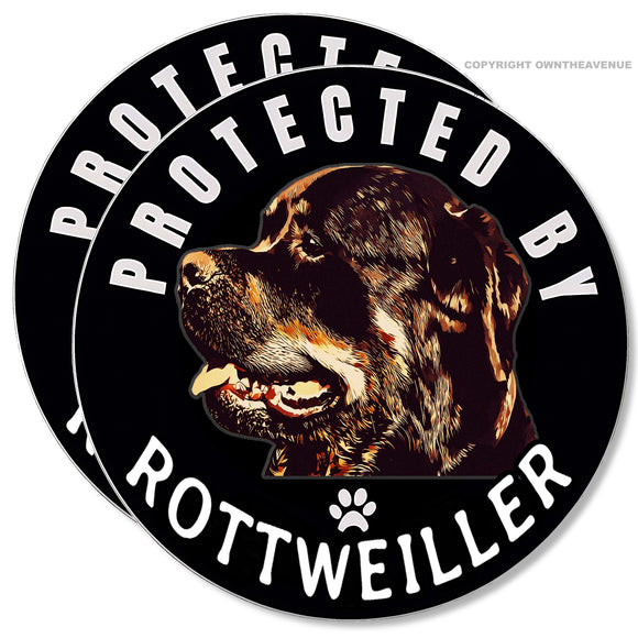 2Pcs Protected By Rottweiler Funny Joke Car Truck Laptop Vinyl Sticker Decals 3.75