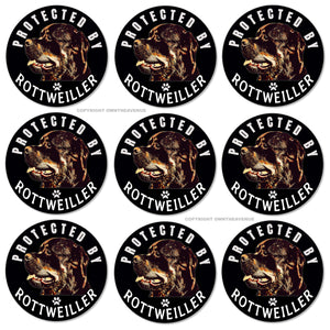 9Pcs Protected By Rottweiler Funny Joke Humor Car Truck Laptop Vinyl Sticker Decals 2.25" Each