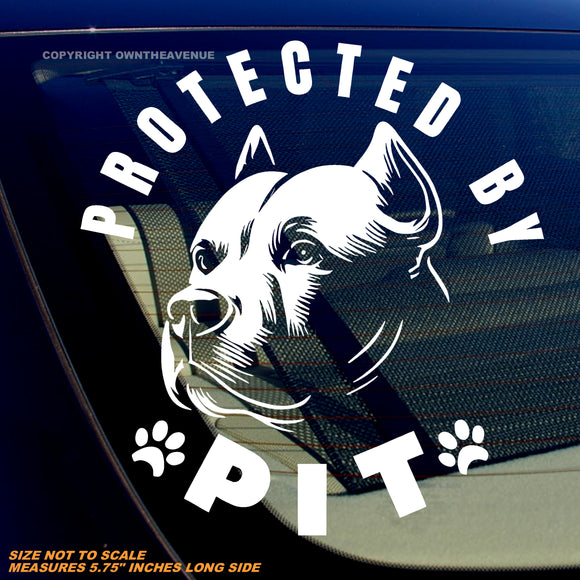 Protected By Pit Pet Dog Humor Funny Joke Car Truck Vinyl Decal Sticker - 5.75