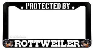 Protected By Rottweiler Funny Joke Humor Pet Dog License Plate Frame
