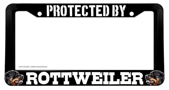 Protected By Rottweiler Funny Joke Humor Pet Dog License Plate Frame